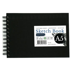 Elements Wire-O Hard Cover Sketch Book Landscape — A5