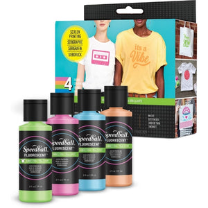 Speedball Fabric Inks Fluorescent Colours Set