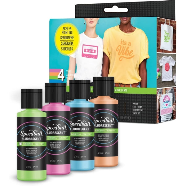 Speedball Fabric Inks Fluorescent Colours Set