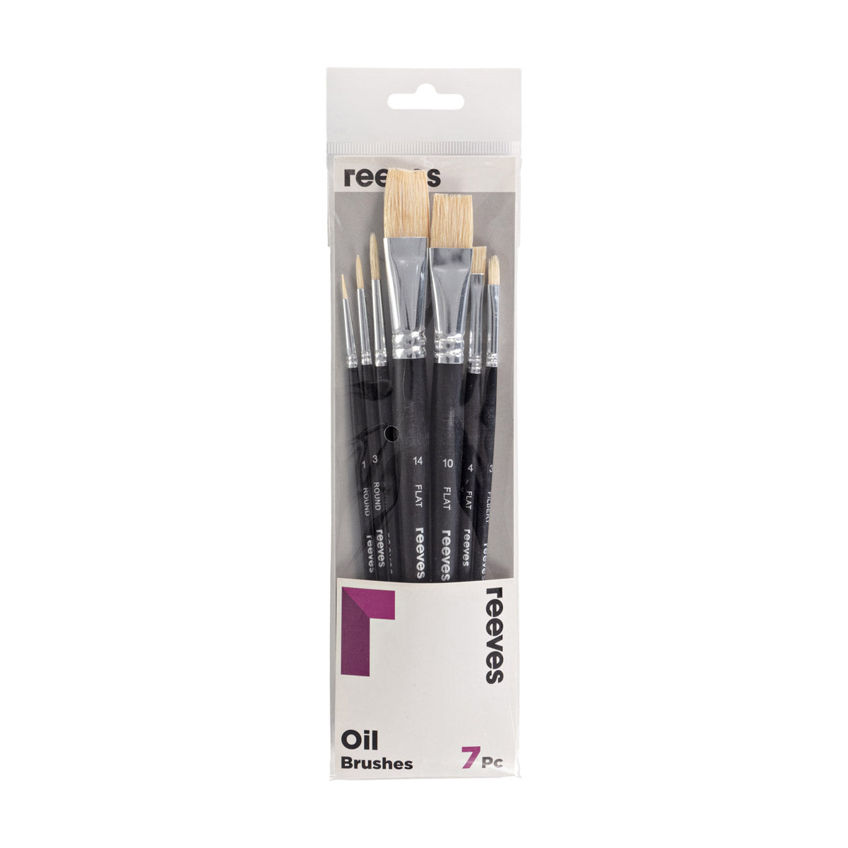 Reeves Oil Brush Set Long Handle x 7