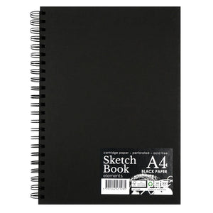 Wire-O Black Sketch Book Portrait 200g — A4