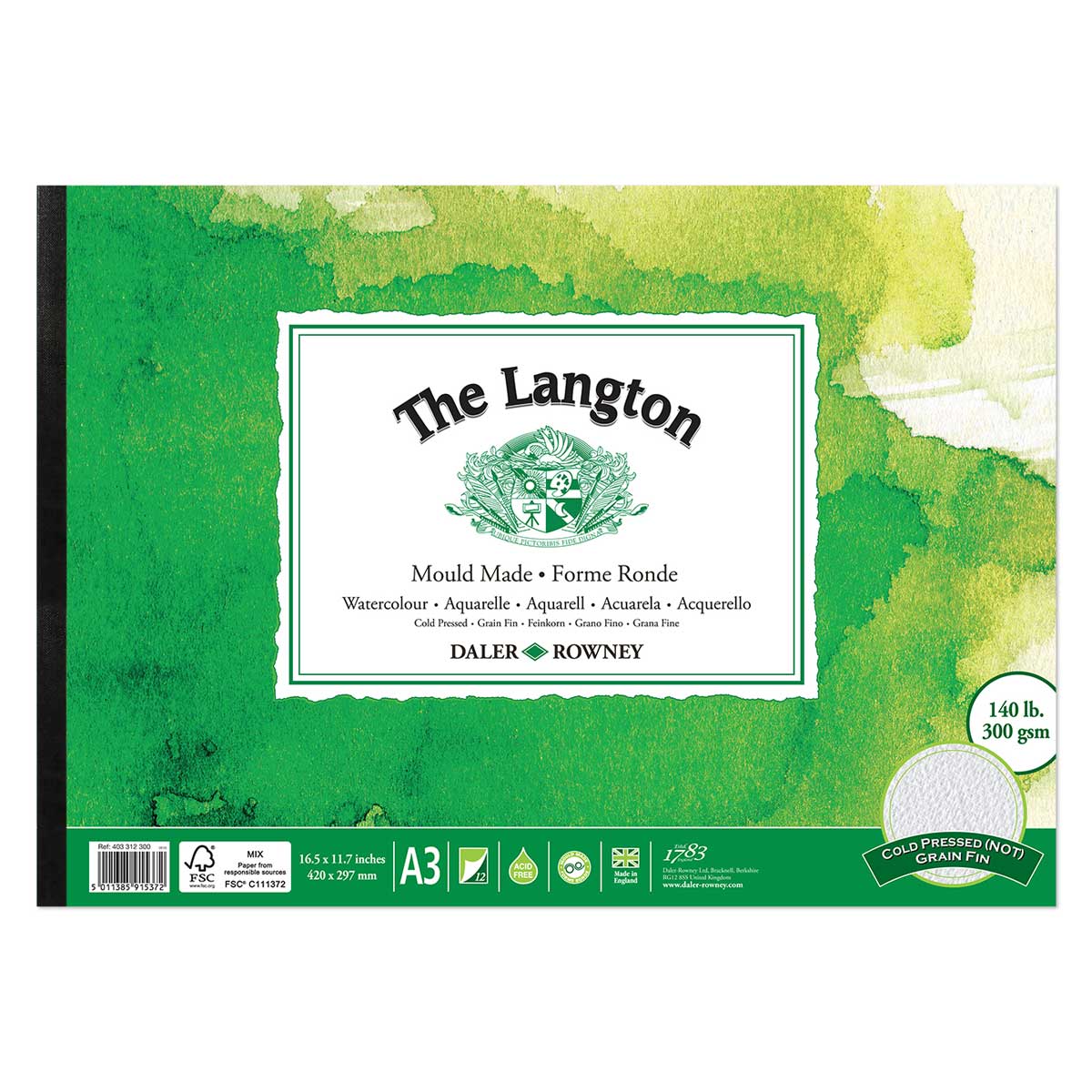 Daler Rowney Langton Watercolour CP Pad A3 300gsm 12 Sheets