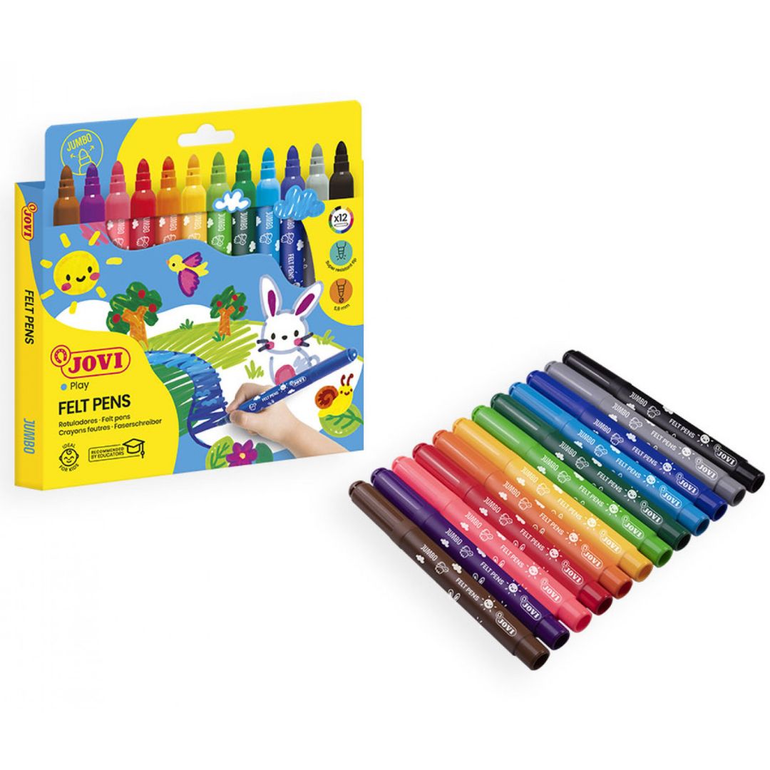 Jovi Washable Maxi Felt-Tip Pens - Assorted Colours