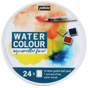 Watercolour Round Metal Box 24