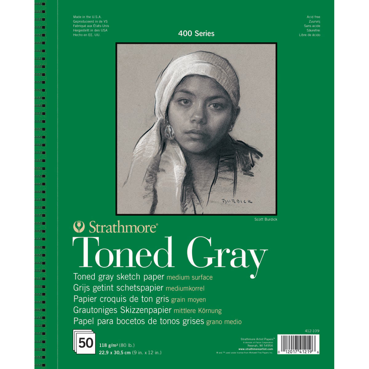 Strathmore 400 Series Toned Gray Sketch Pad – 9" x 12", 50 Sheets, 118gsm