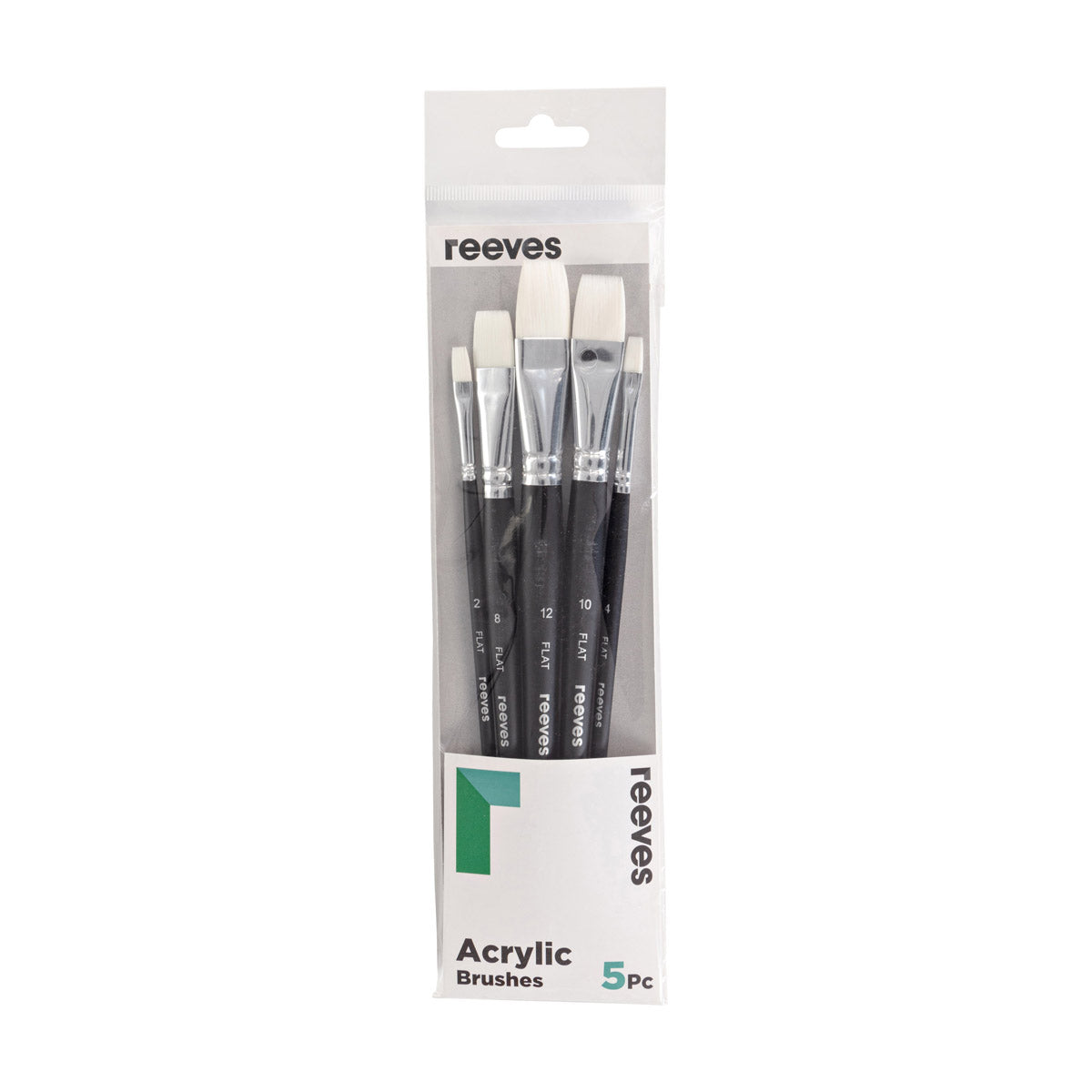 Reeves Acrylic Brush Set Flat Short Handle x 5