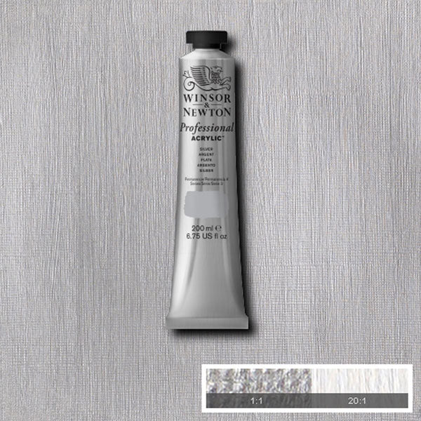 W&N Professional Acrylic 200ml Silver
