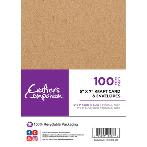 Crafter's Companion 5x7in Kraft Card & Envelopes 100pc