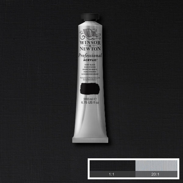 Winsor & Newton Professional Acrylic 200ml — Ivory Black