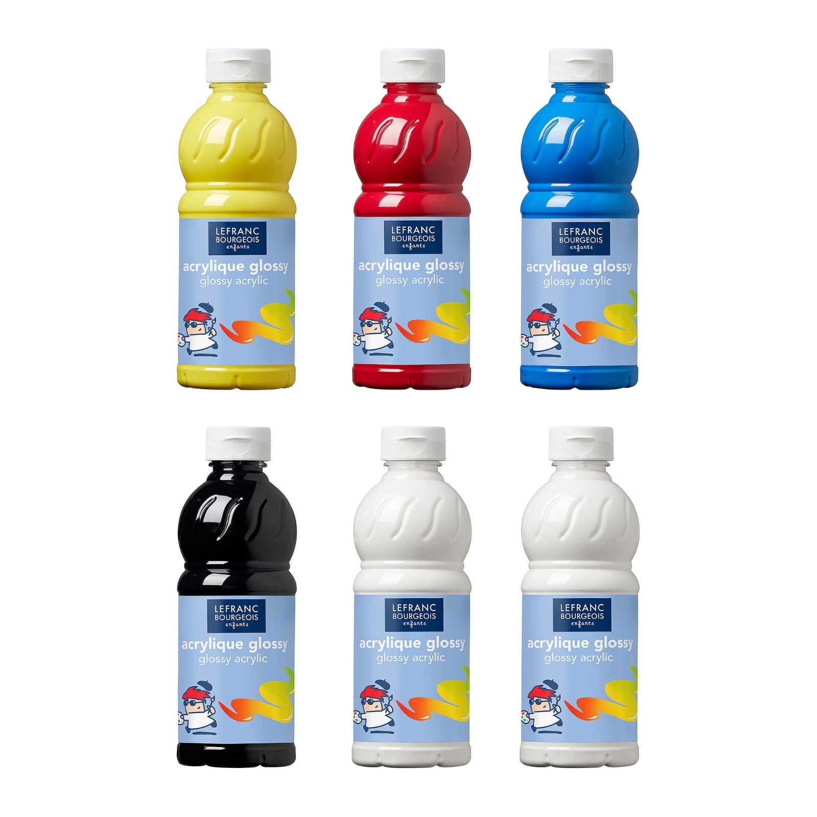 Lefranc & Bourgeois Enfants Glossy Acrylic 6 Assorted Primary 500ml