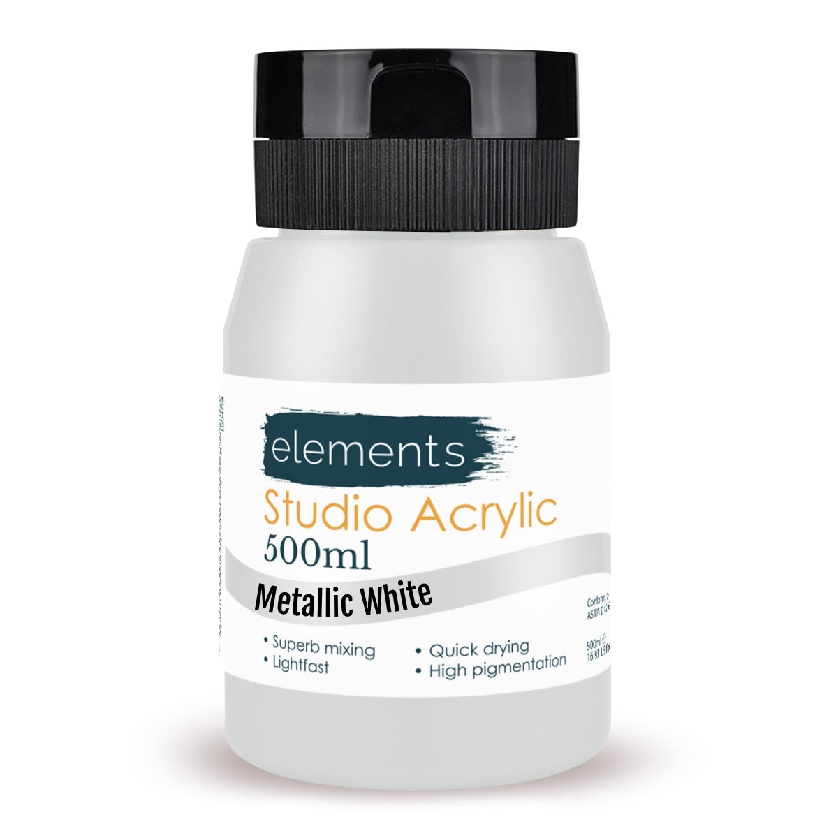 Elements Artists Acrylic 500ml — Metallic White