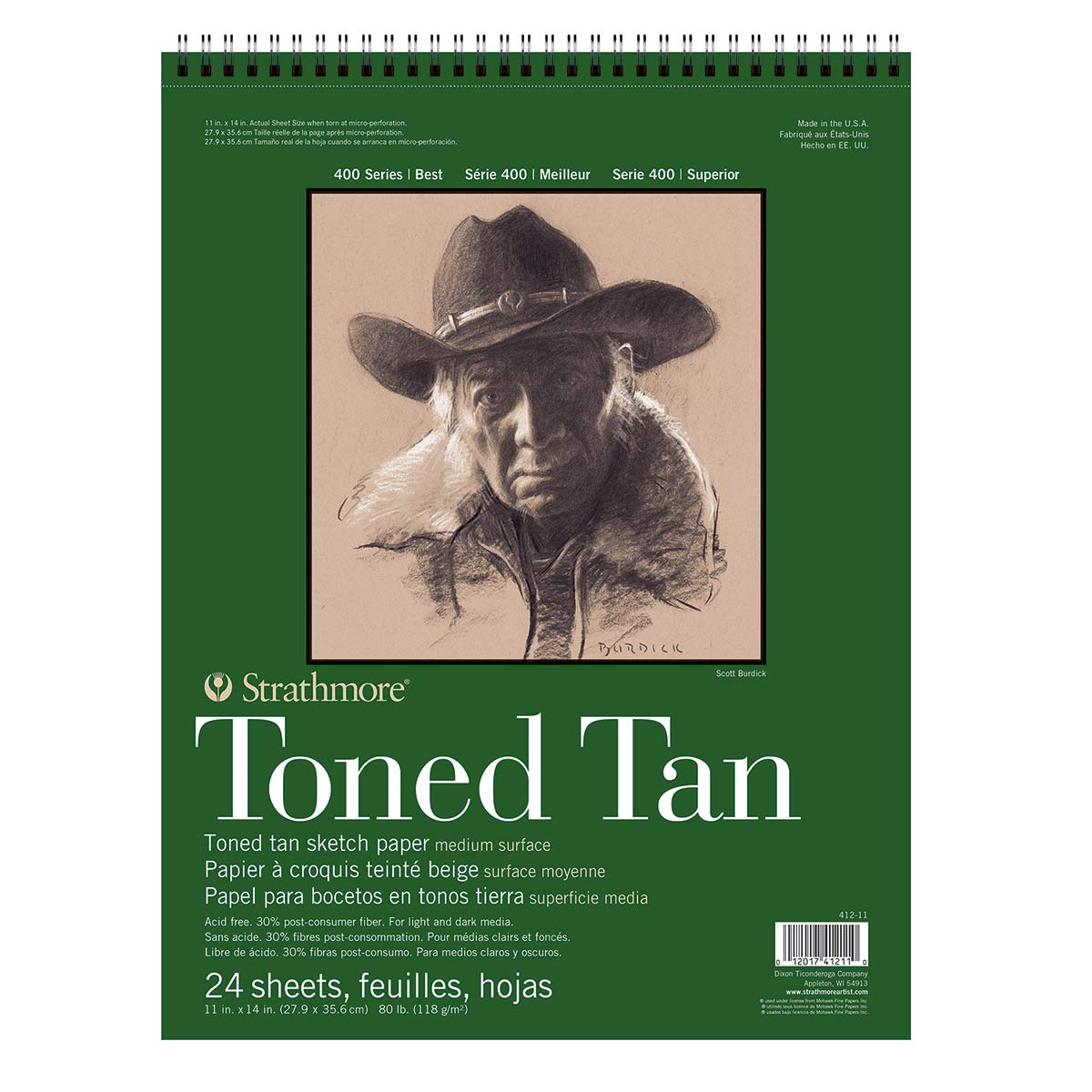 Strathmore 400 Series Toned Tan Sketch Pad – 11" x 14", 24 Sheets, 118gsm