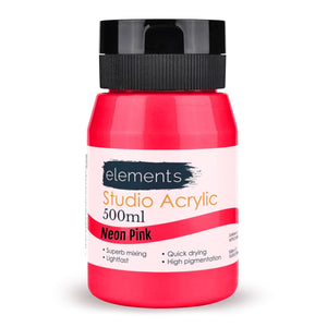 Elements Artists Acrylic 500ml — Neon Pink
