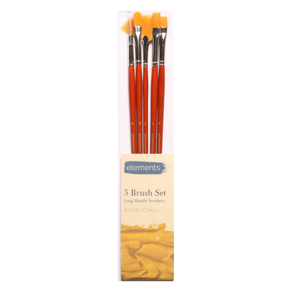 Elements Acrylic 5 Long Handle Brush Plastic Wallet