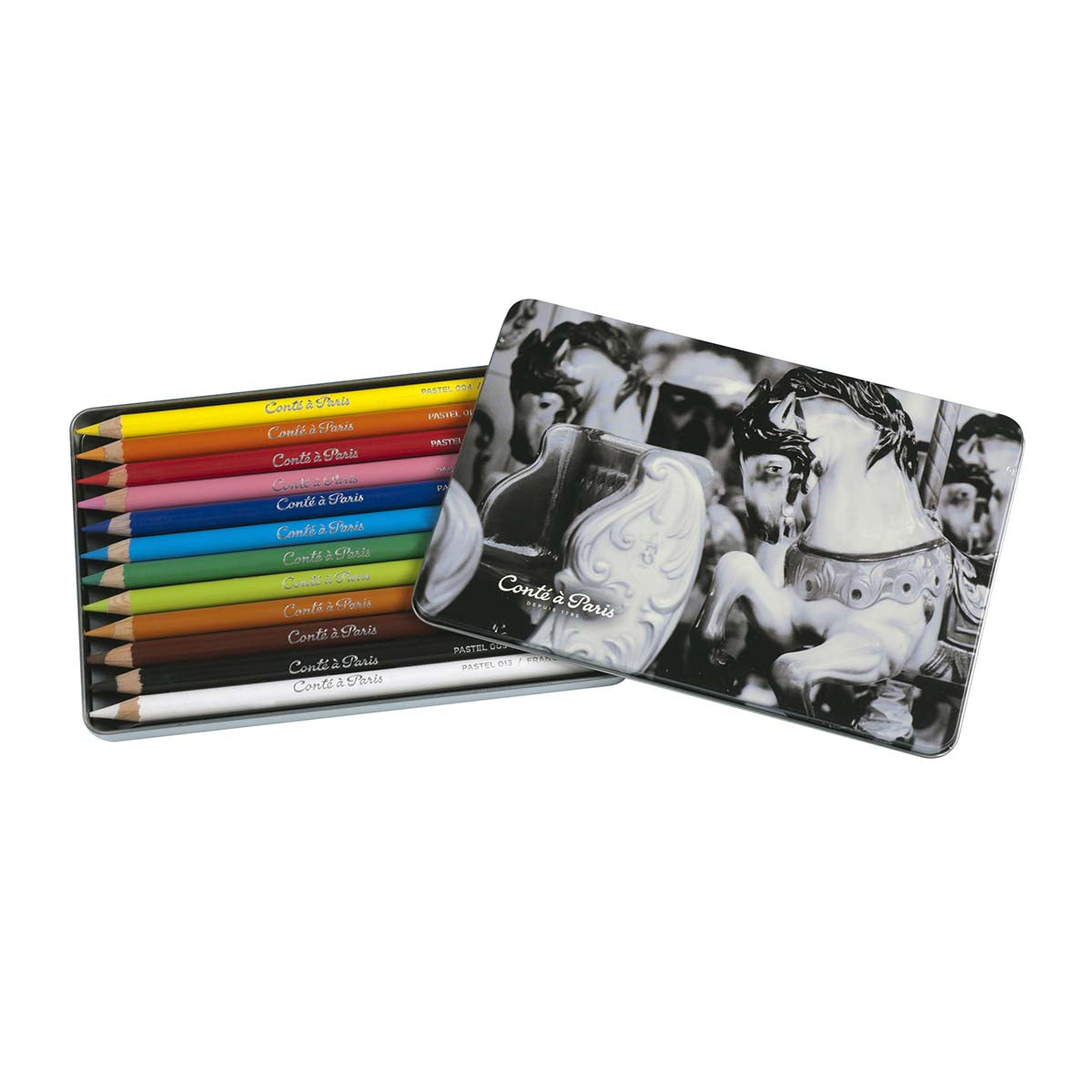 Conte a Paris Pastel Pencils 12 Assorted Metal Box