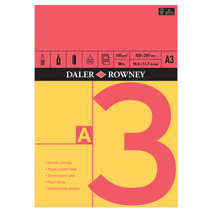 Daler Rowney Red & Yellow Gummed Pad A3 150gsm 25 Sheets