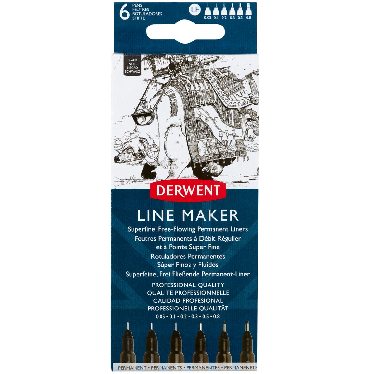 Derwent Line Maker Black 6 Pack