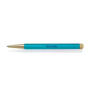 Leuchtturm Drehgriffel Nr. 1 Bullet Journal Edition Turquoise25 gel pen with brass accents, limited edition with 0.5mm black ink stroke.