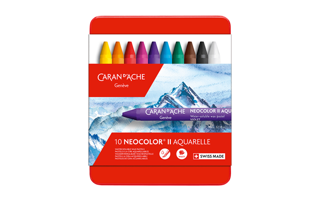 Caran d'Ache Neocolor II water-soluble wax pastels - box of 10 colours