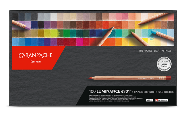 Caran d'Ache Luminance 6901 colour pencils - box of 100 with 2 blenders