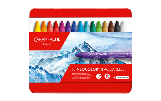 Caran d'Ache Neocolor II water-soluble wax pastels - box of 15 colours