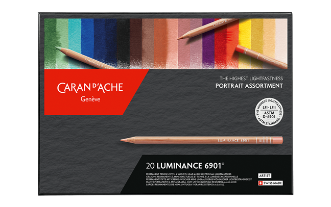 Caran d'Ache Luminance 6901 colour pencils - box of 20 portrait assortment