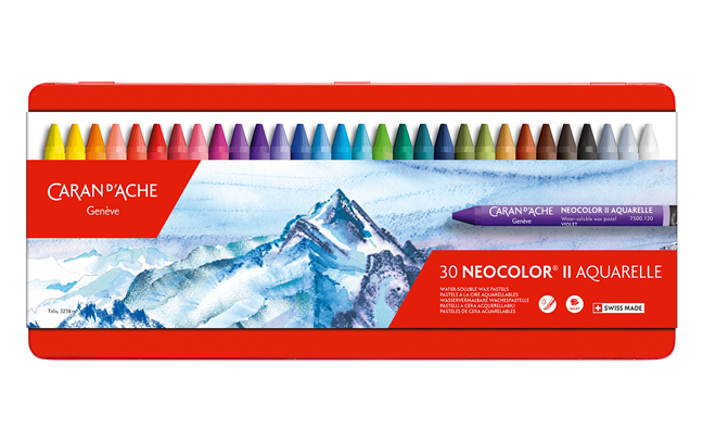 Caran d'Ache Neocolor II water-soluble wax pastels - box of 30 colours