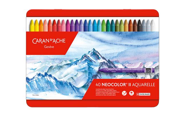 Caran d'Ache Neocolor II water-soluble wax pastels - box of 40 colours