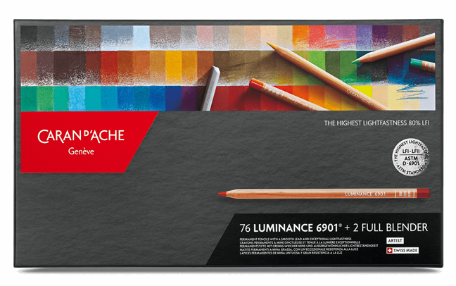 Caran d'Ache Luminance 6901 colour pencils - box of 76 with 2 Full Blenders
