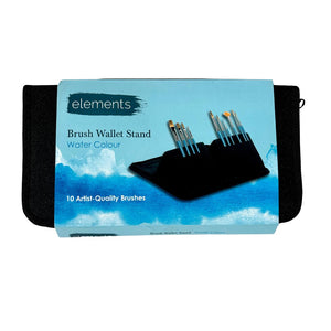 Elements Watercolour Brush Wallet Stand - 10 Brushes