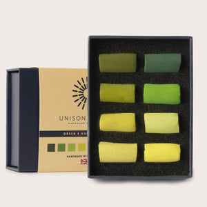Green 8 Half Stick Soft Pastel Set by Unison Colour - 2026 packaging