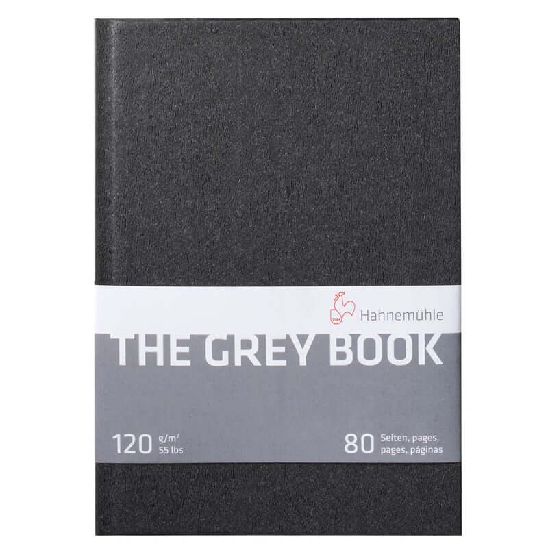Grey Book Sketchbook 120gsm 80 Pages – A4 or A5, featuring a sleek cover and premium light-grey paper ideal for artists and designers.