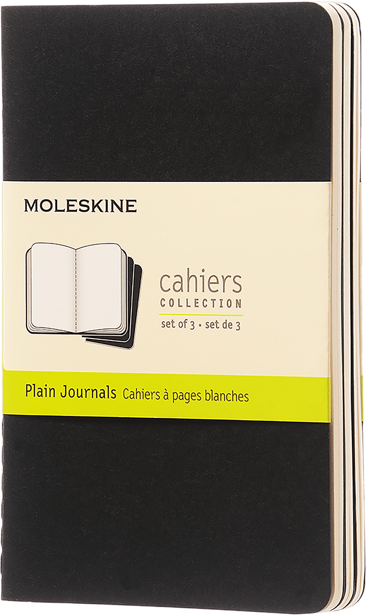 Moleskine Cahier Large Plain Journal - Black, Set of 3