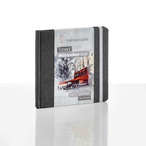 Hahnemühle Toned Watercolour Book Grey 200gsm with fine grain grey paper, ideal for artists and sketching on the go.