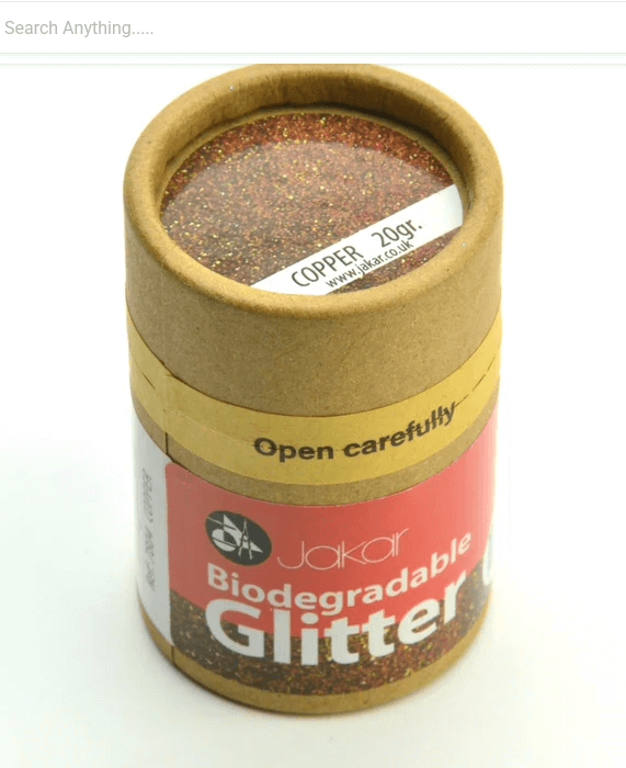Jakar Biodegradable Fine Glitter 20 g jar in copper color, eco-friendly craft glitter.