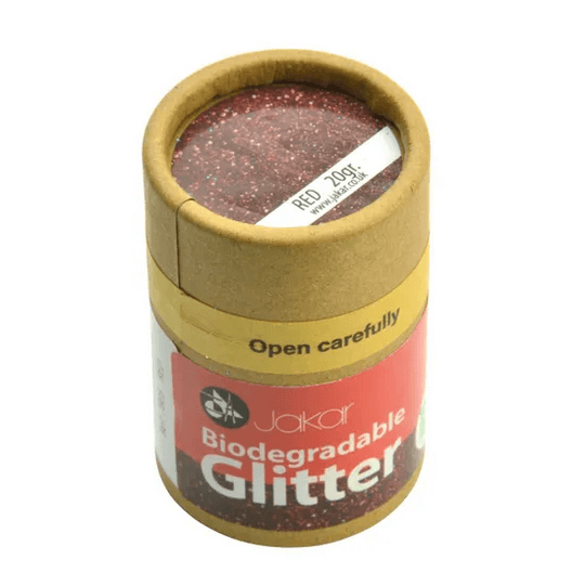 Jakar Biodegradable Fine Glitter 20 g – Eco Craft Glitter Range in red shade, ideal for eco-friendly crafting and classroom use