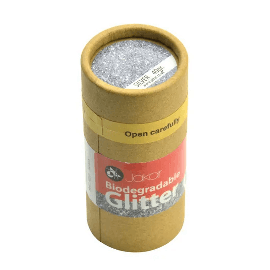 Jakar Biodegradable Fine Glitter – 40 g jar of silver eco-friendly glitter for crafts and decoration