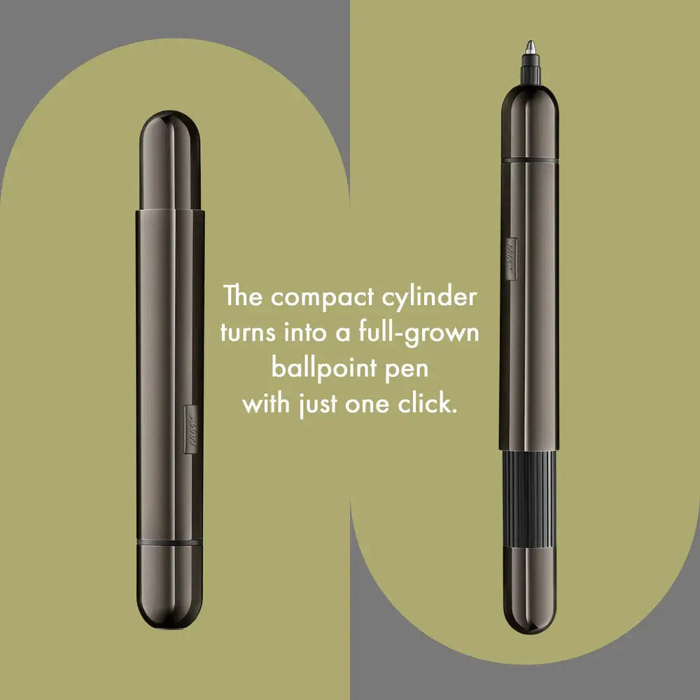 LAMY pico Lx Set – Pocket-Pen Gift Set in Leather Case featuring a compact pen with ruthenium finish and innovative push mechanism.