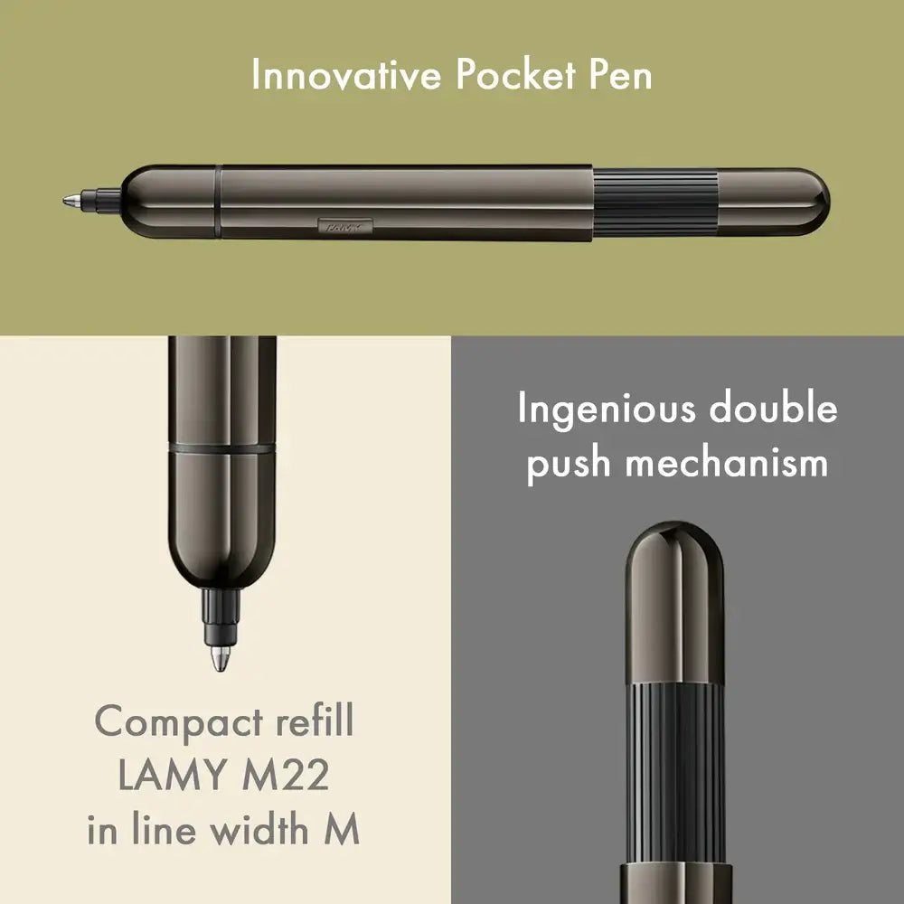LAMY pico Lx Set – Pocket-Pen Gift Set in Leather Case, featuring innovative design, ruthenium finish, and LAMY M22 refill.