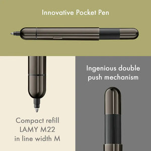 LAMY pico Lx Set – Pocket-Pen Gift Set in Leather Case, featuring innovative design, ruthenium finish, and LAMY M22 refill.