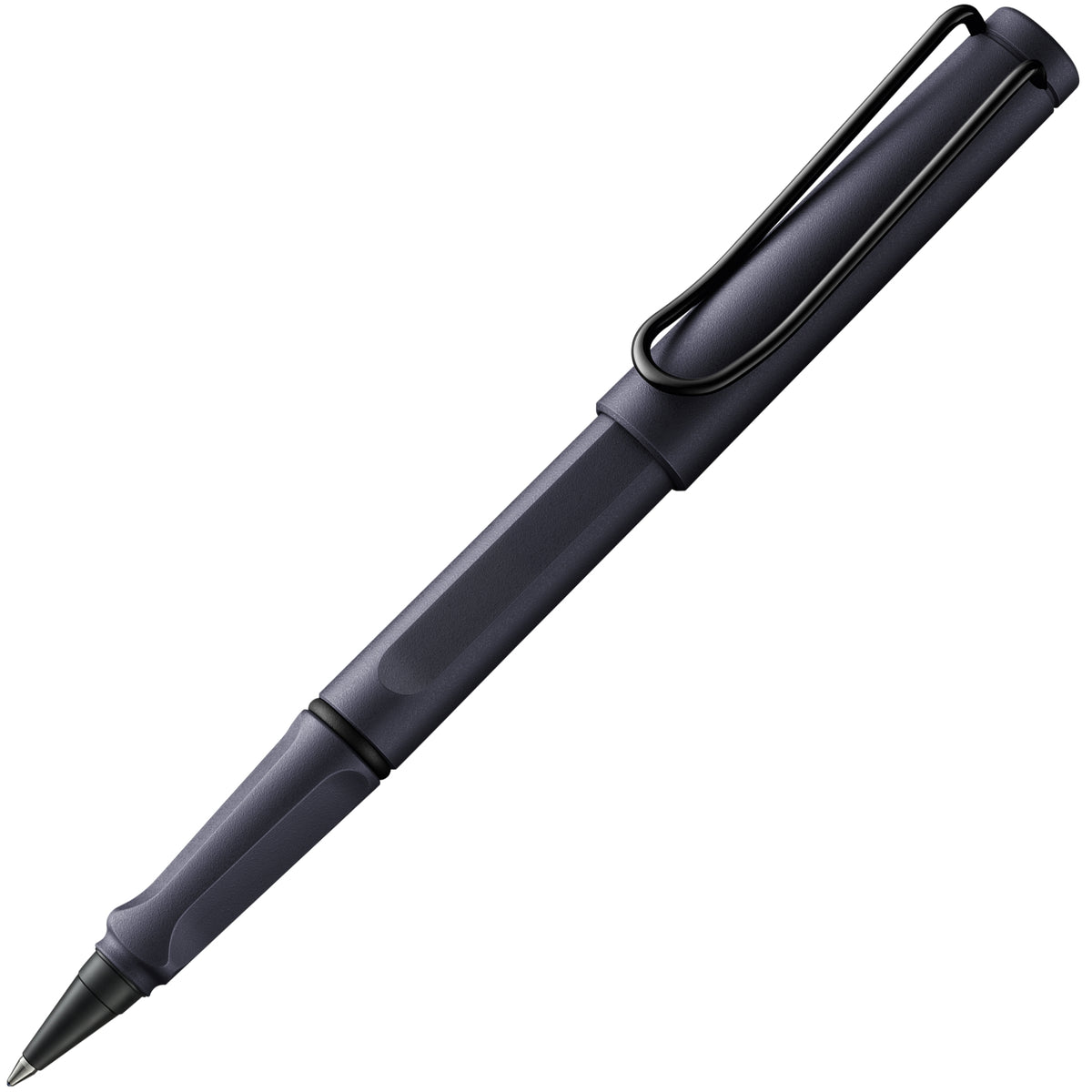 LAMY safari roll-ink rollerball pen in Black, capped, on white