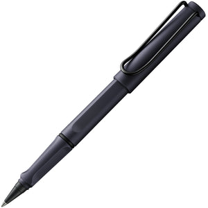 LAMY safari roll-ink rollerball pen in Black, capped, on white