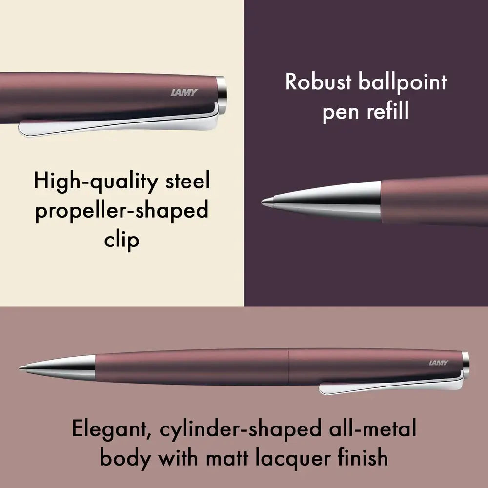 LAMY Studio Orion Matt Ballpoint Pen – Special Edition 2025 with propeller-shaped clip and deep plum-brown metallic finish