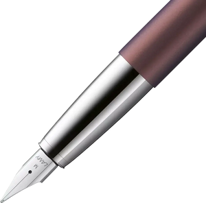 LAMY Studio Orion Matt Fountain Pen – Special Edition 2025 with anodised metal body in matte plum-brown finish and chrome accents.