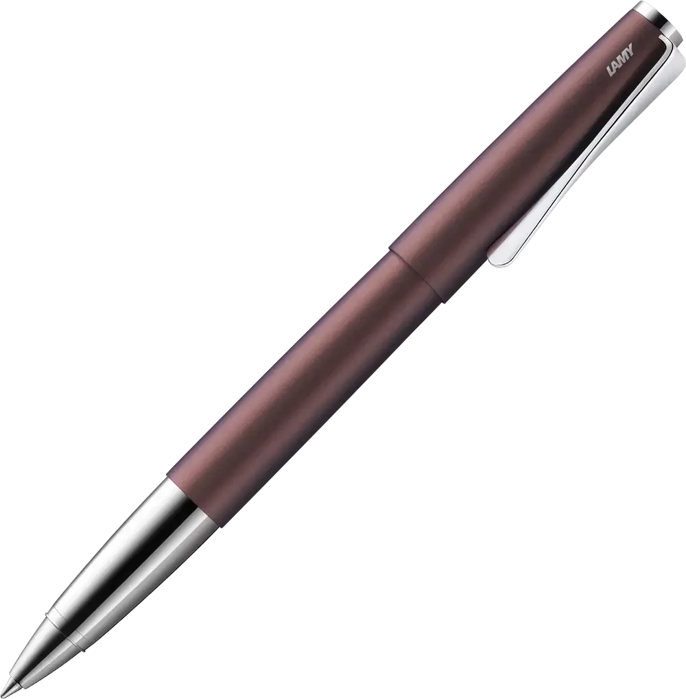 LAMY Studio Orion Matt Rollerball Pen – Special Edition 2025 in plum-brown matte with chrome accents, side view