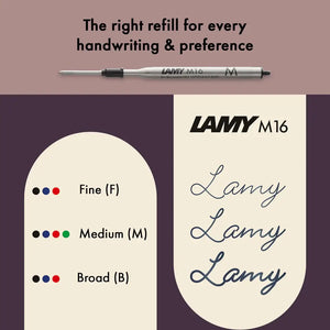 LAMY M16 refill options for fine, medium, and broad tips, compatible with LAMY Studio Orion Matt Ballpoint Pen – Special Edition 2025.