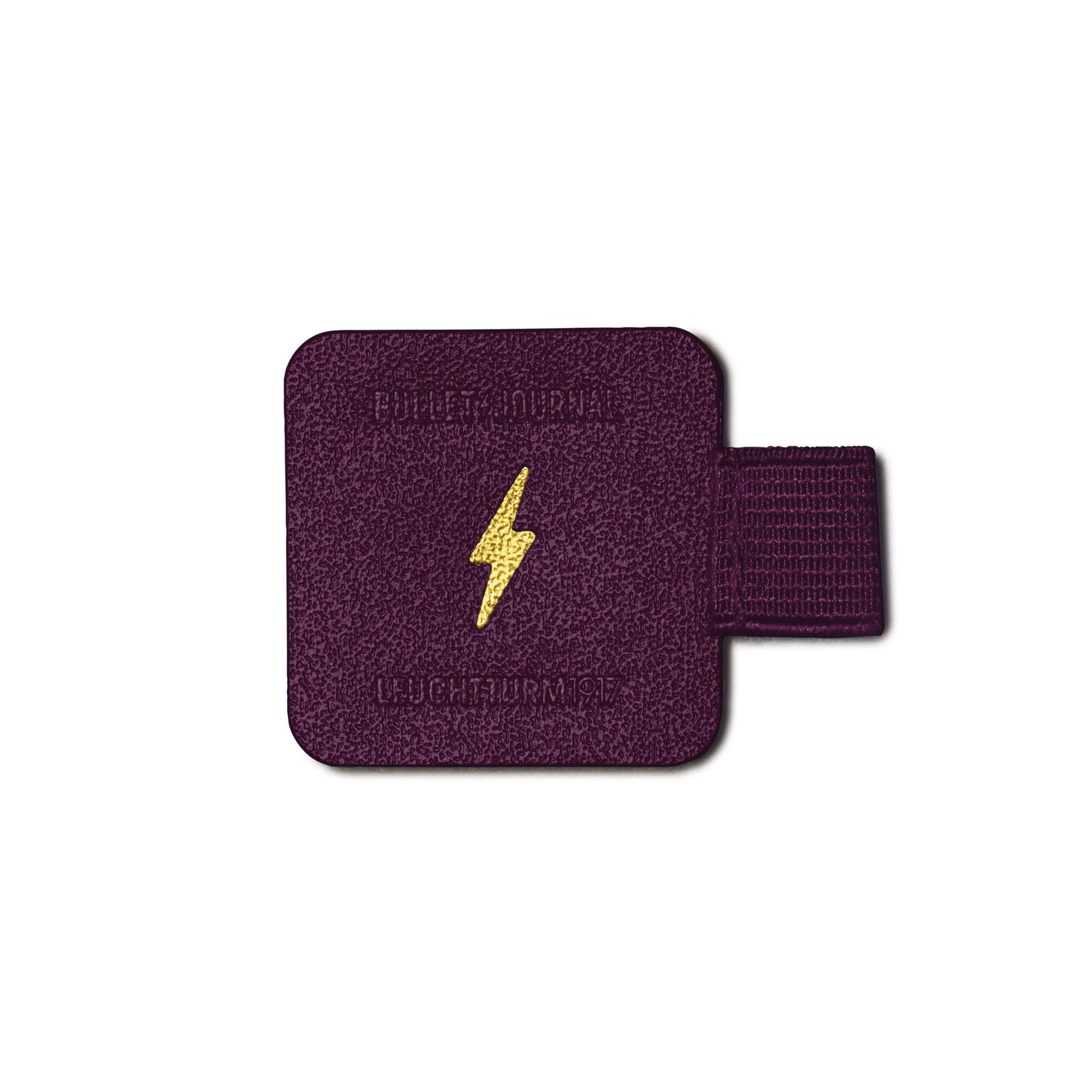 LEUCHTTURM1917 Pen Loop - Bullet Journal Edition, Purple26 with lightning bolt embossing on a purple background.