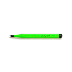 Leuchtturm1917 Drehgriffel Nr. 1 – Luminous Edition Ballpoint Pen in neon green with black accents, made from aluminium and brass.