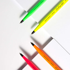 Leuchtturm1917 Drehgriffel Nr. 1 – Luminous Edition Ballpoint Pens in vibrant neon colors on white background.
