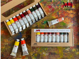 Michael Harding Oil Paint – Cook’s Yard Whitechapel Set (10 x 40ml Tubes) displayed on colorful background.
